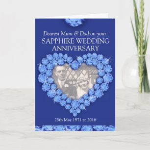 Sapphire wedding anniversary parents photo card