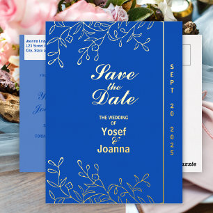 Sapphire Wedding Foil Save the Date Foil Invitation Postcard