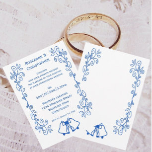 Sapphire Wedding Invitation Bells Scrollwork