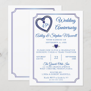 Sapphires Diamonds 45th Wedding Anniversary Party Invitation