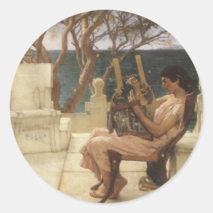 Sappho and Alcaeus by Sir Lawrence Alma Tadema Classic Round Sticker
