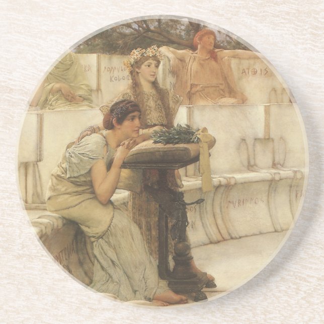 Sappho and Alcaeus by Sir Lawrence Alma Tadema Coaster (Front)