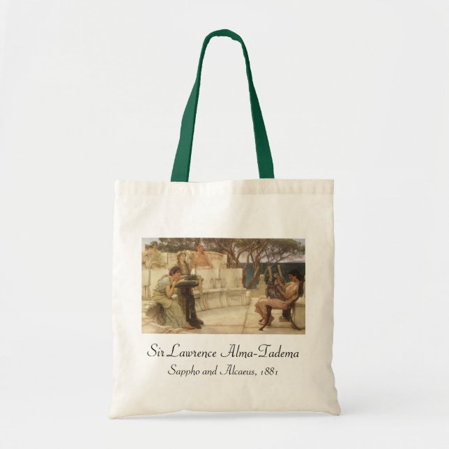 Sappho and Alcaeus by Sir Lawrence Alma Tadema Tote Bag (Front)