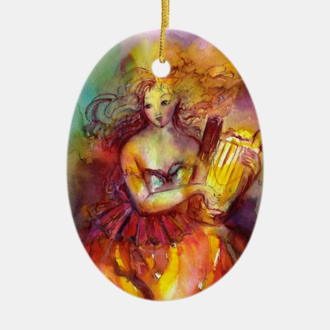 SAPPHO ,DANCE, MUSIC AND POETRY CERAMIC TREE DECORATION (Front)