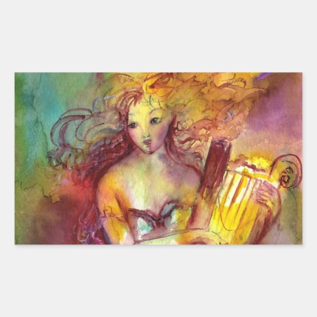 SAPPHO ,DANCE, MUSIC AND POETRY RECTANGULAR STICKER (Front)