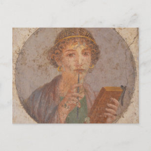 Sappho Holding Writing Implements By Fresco Postcard