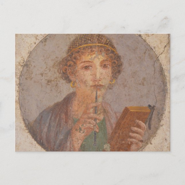 Sappho Holding Writing Implements By Fresco Postcard (Front)