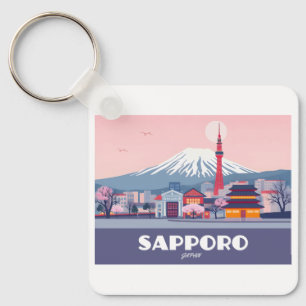 Sapporo Japan Hokkaido Cityscape Pastel Travel  Key Ring