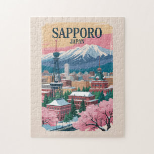 Sapporo Japan Illustration Travel Art Vintage Jigsaw Puzzle
