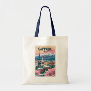 Sapporo Japan Illustration Travel Art Vintage Tote Bag
