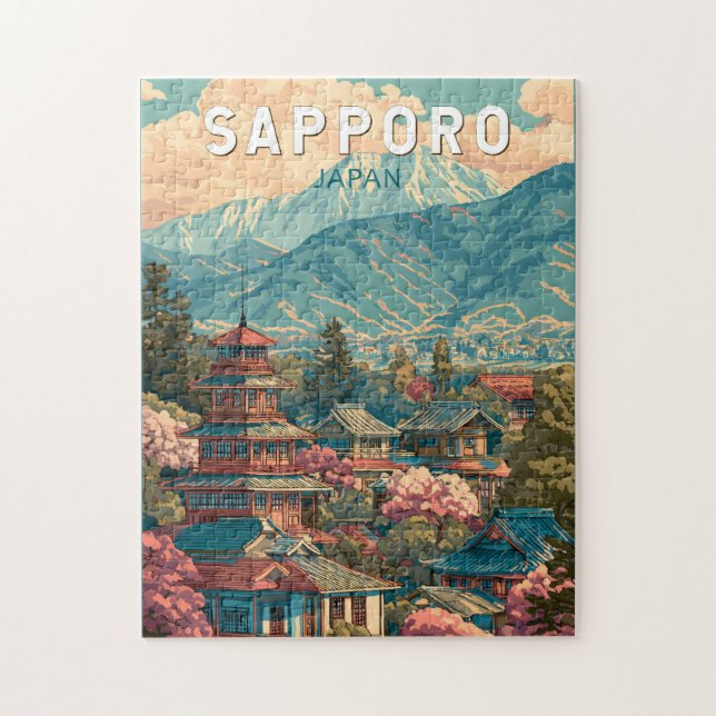 Sapporo Japan Travel Art Vintage Jigsaw Puzzle (Vertical)
