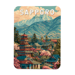 Sapporo Japan Travel Art Vintage Magnet