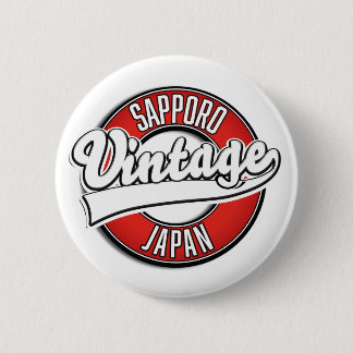 Sapporo japan vintage style logo magnet 6 cm round badge