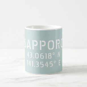 Sapporo Latitude & Longitude Coordinates  Coffee Mug