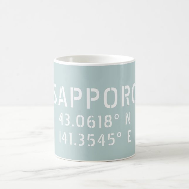 Sapporo Latitude & Longitude Coordinates  Coffee Mug (Center)
