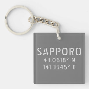 Sapporo Latitude & Longitude Coordinates Key Ring