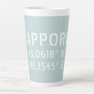 Sapporo Latitude & Longitude Coordinates  Latte Mug