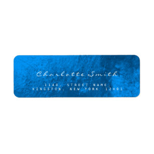 Sappphire Blue Glass Metal Return Address Labels
