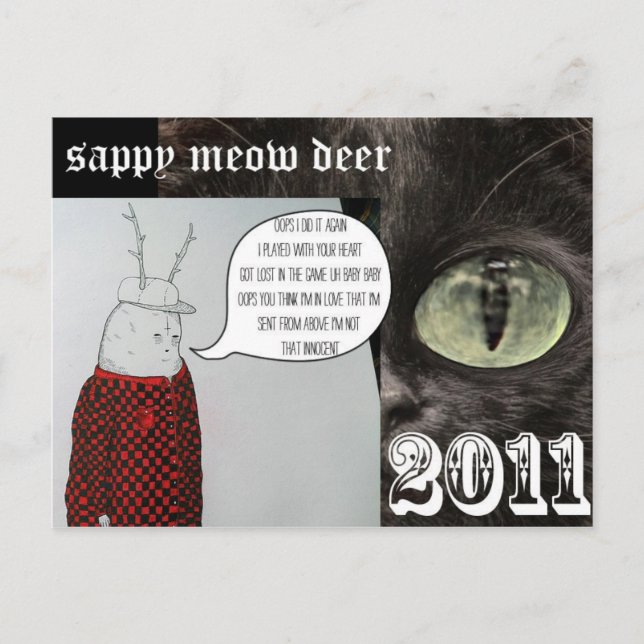 sappy meow deer holiday postcard (Front)