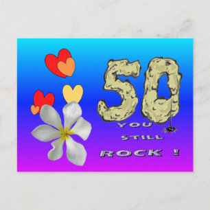 Sara 50th Anniversary Hearts Blue Purple Postcard