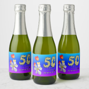 Sara 50th Anniversary Hearts Champagne Labels