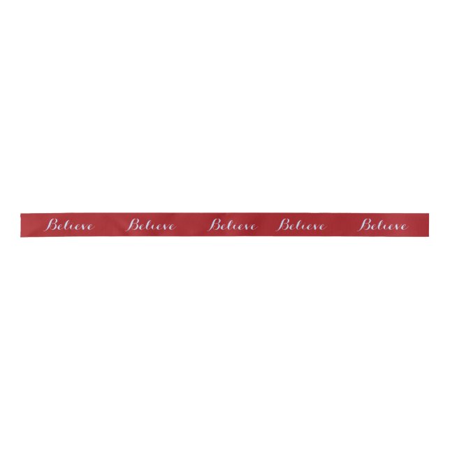 Sara Custom Matching Ribbon Believe Red Satin Ribbon (Front)