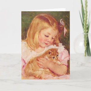 Sara holding a cat c. 1908 Mary Cassatt Card