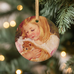 Sara Holding a Cat   Mary Cassatt Ceramic Tree Decoration