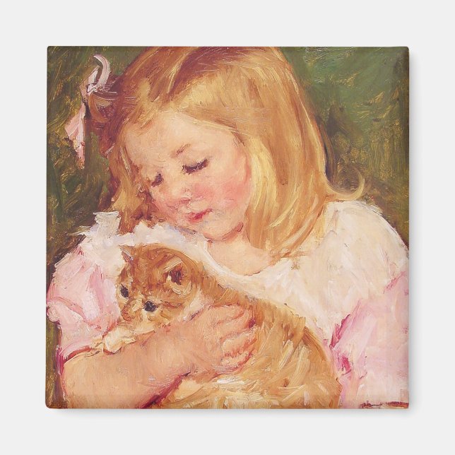 Sara Holding a Cat | Mary Cassatt Magnet (Front)