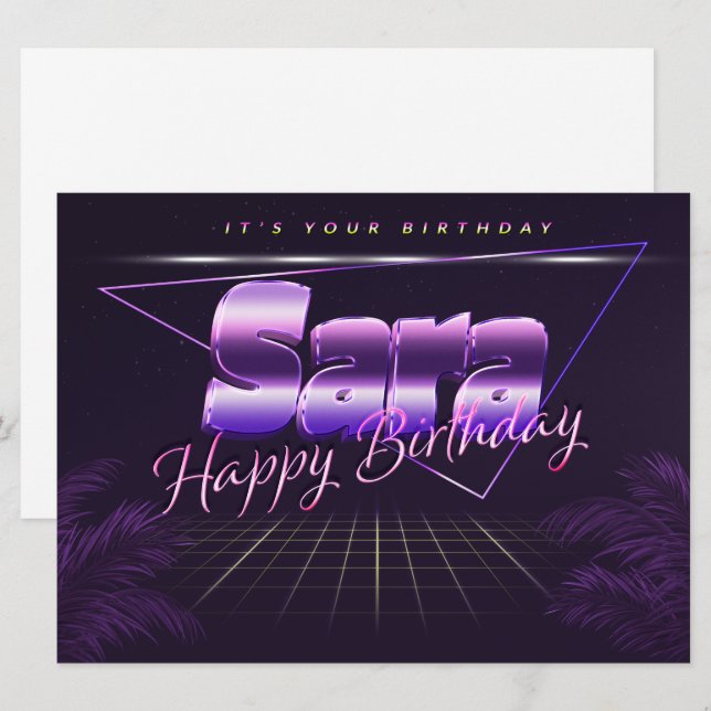 Sara Name First name pura retro card Birthday (Front/Back)