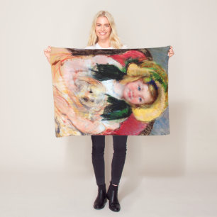 Sara with Her Dog, Cassatt Fleece Blanket