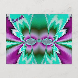SARAH ~ 3D Fractal Design Pattern ~ Green Purple  Postcard