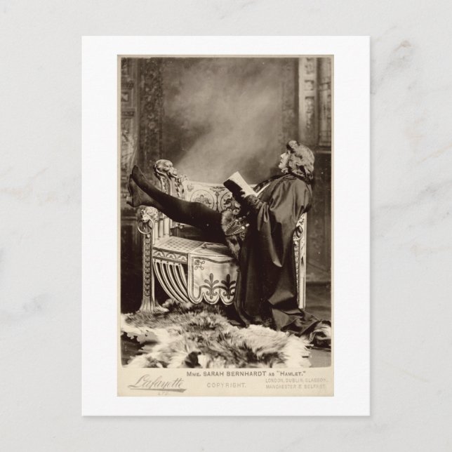 Sarah Bernhardt (1844-1923) as Hamlet in the 1899 Postcard (Front)