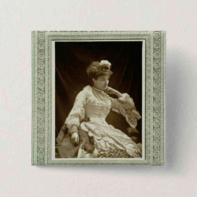 Sarah Bernhardt (1844-1923), from 'Galerie Contemp 15 Cm Square Badge (Front)