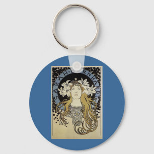 Sarah Bernhardt by Alphonse Mucha Key Ring