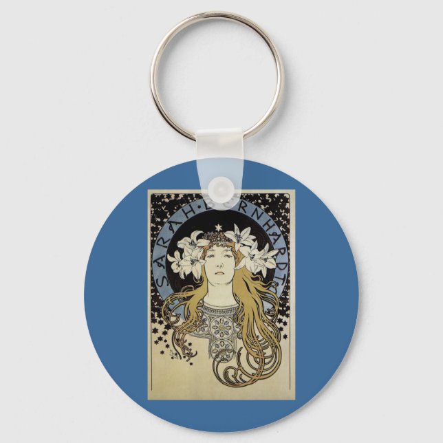 Sarah Bernhardt by Alphonse Mucha Key Ring (Front)