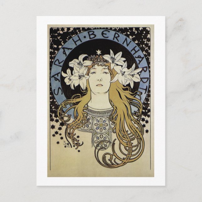 Sarah Bernhardt by Alphonse Mucha Postcard (Front)
