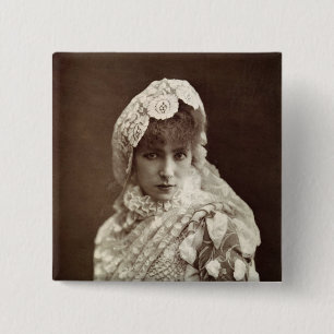 Sarah Bernhardt  in the role of Marion Delorme 15 Cm Square Badge