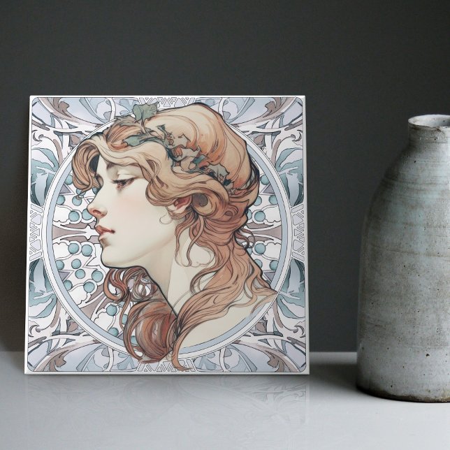 Sarah Bernhardt Inspired Artwork by Alphonse Mucha Tile (Creator Uploaded)