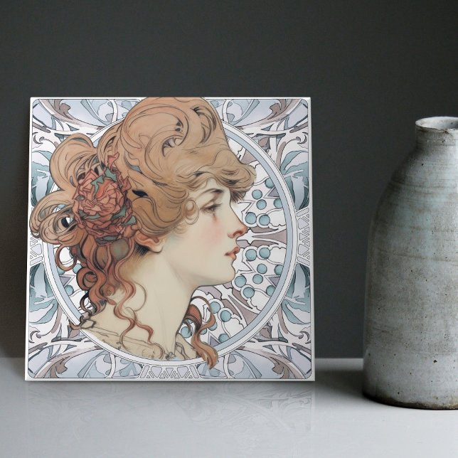 Sarah Bernhardt Inspired Artwork by Alphonse Mucha Tile (Creator Uploaded)