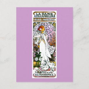 Sarah Bernhardt, La Dame aux Camélias, Mucha Fine Postcard
