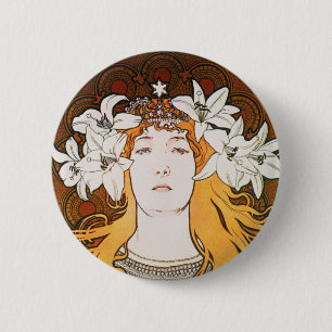Sarah Bernhardt, Mucha 6 Cm Round Badge