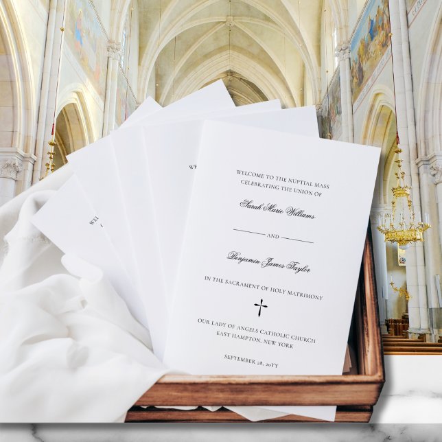 Sarah Catholic Wedding Mass Ceremony Program (This elegant Catholic wedding program has been designed specifically for a Nuptial mass.)