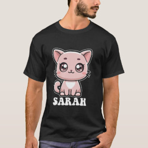 Sarah Cute Cat Kitten Design for Girls Name Sarah T-Shirt
