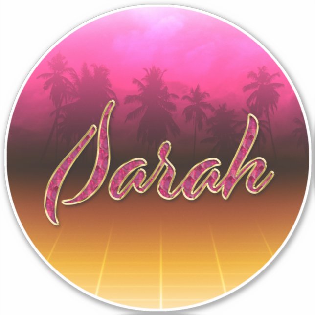 Sarah First Name golden pink sticker (Front)