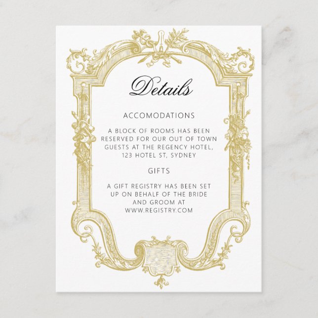 Sarah - Formal Wedding Invitation Enclosure Card (Front)