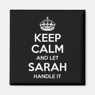 Sarah Keep Calm Personalised Name Funny Birthday G Magnet