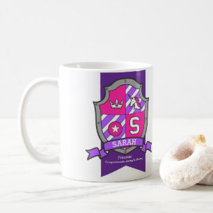 Sarah letter S crest pink unicorn name meaning Coffee Mug