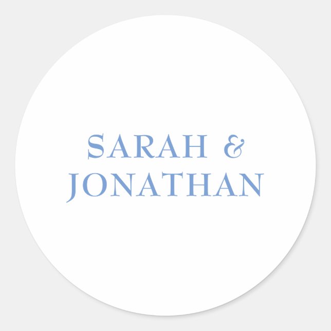 SARAH Modern Blue Minimal Wedding Envelope Sticker (Front)