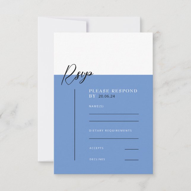 SARAH Modern Blue Minimalist Details Response Card (Front)